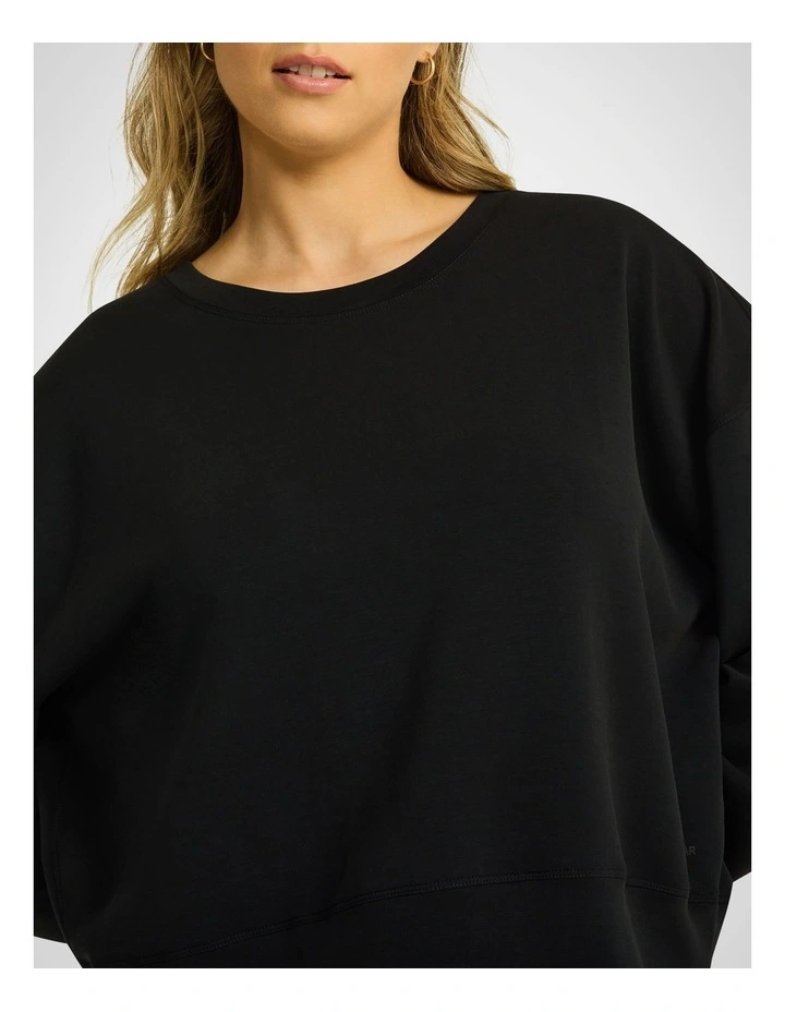 Travel Hip Length Crew Jumper in Black image 4