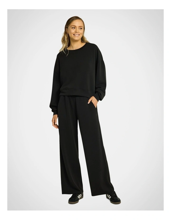 Travel Hip Length Crew Jumper in Black image 5