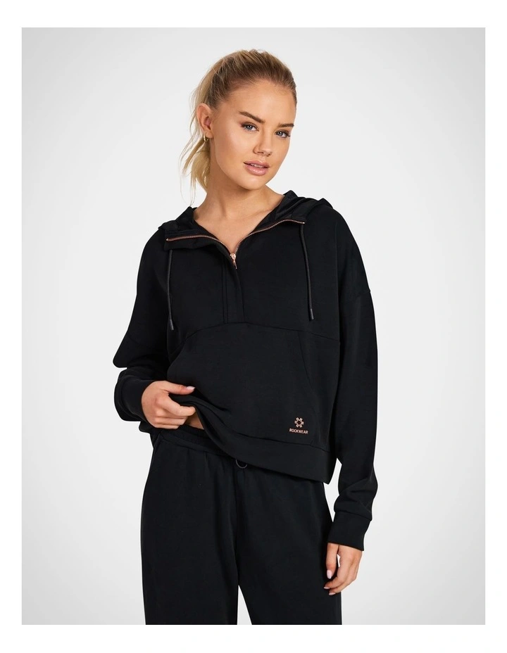 Travel Half Zip Hoodie in Black image 1