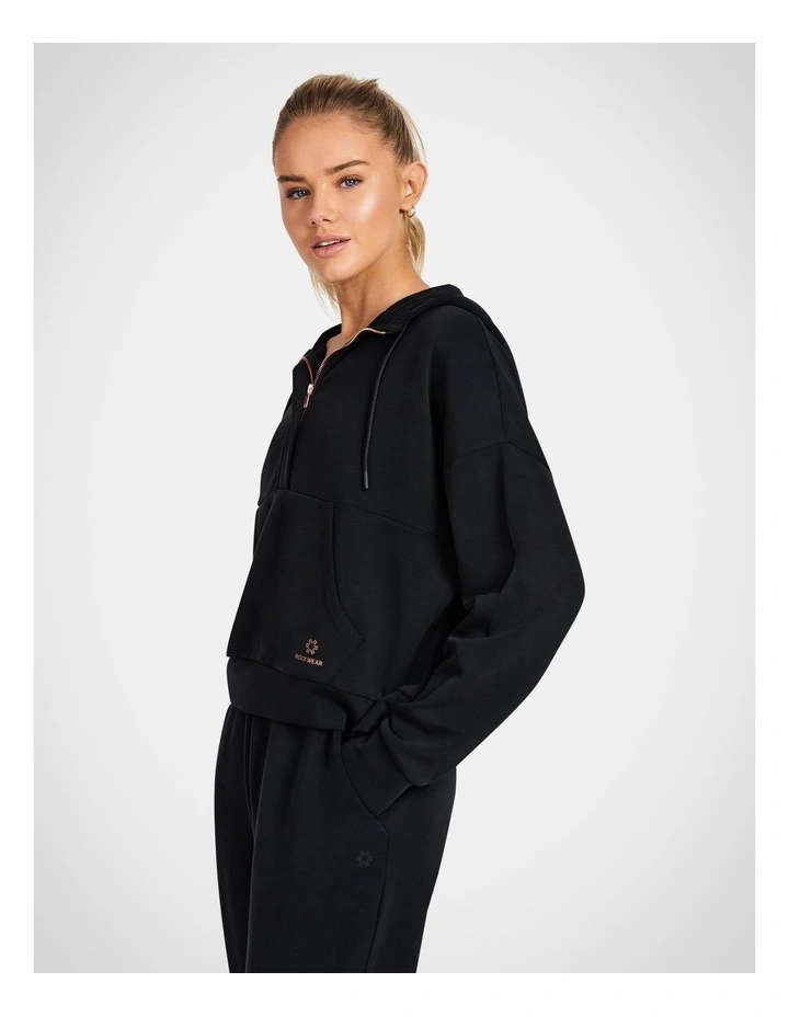 Travel Half Zip Hoodie in Black image 3