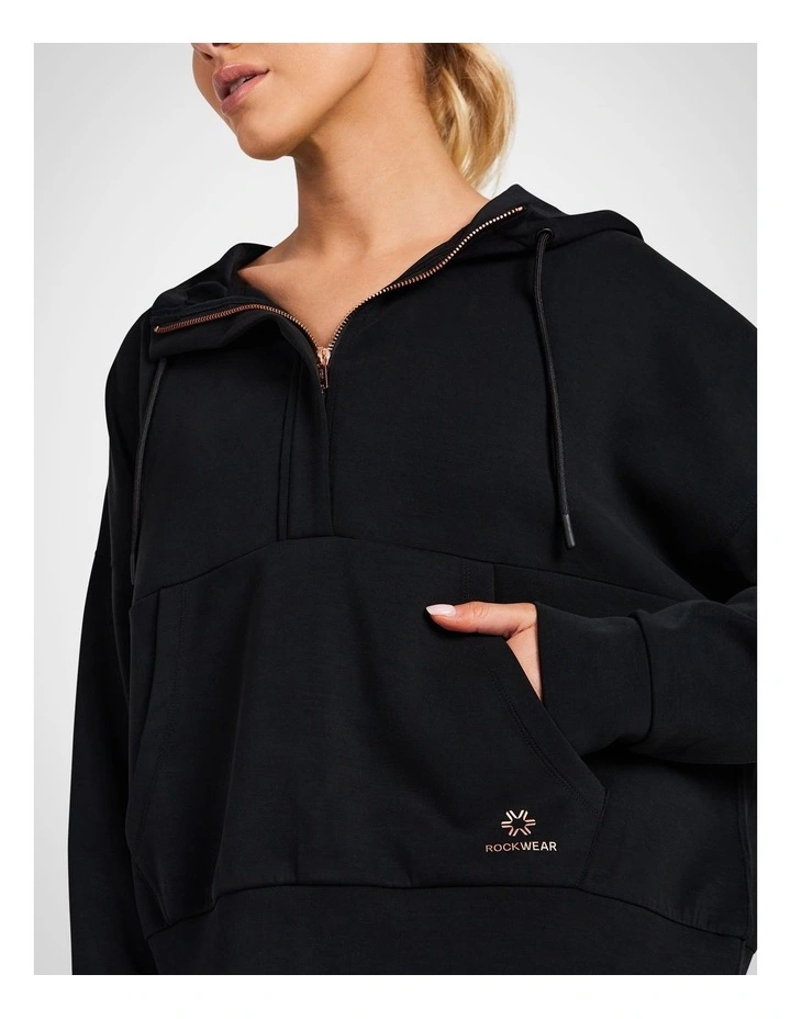 Travel Half Zip Hoodie in Black image 4