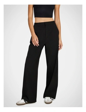 On Duty Wide Leg Fly Front Pants in Black