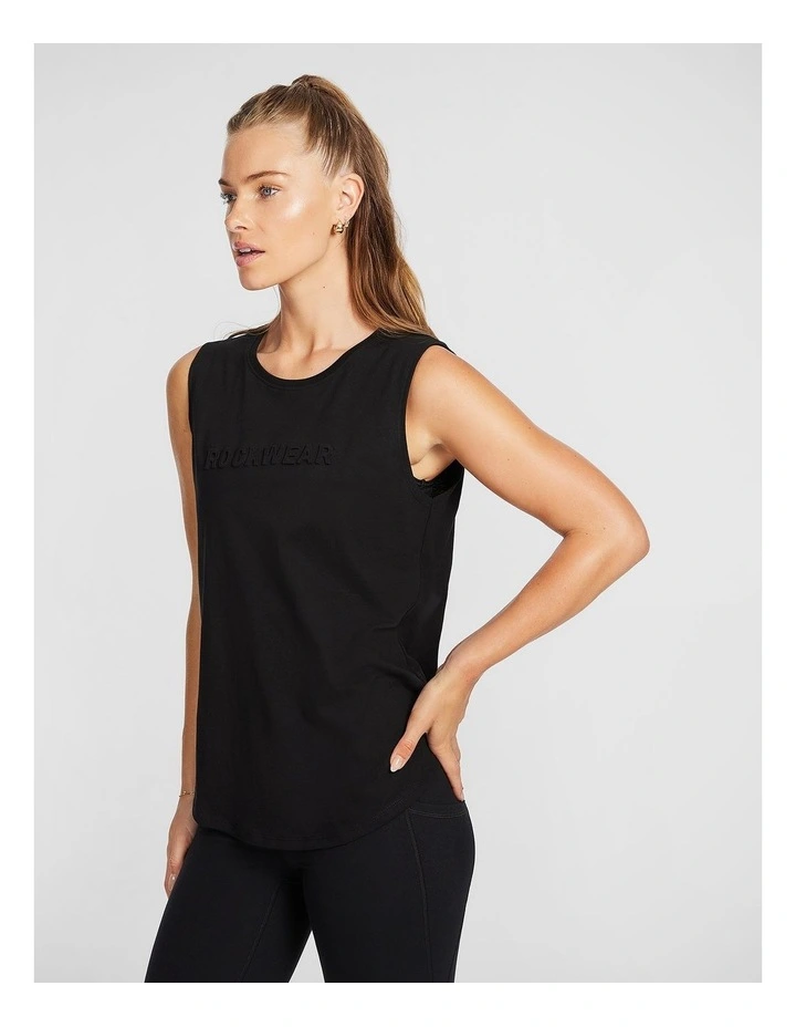 Embossed Boyfriend Tank in Black image 3