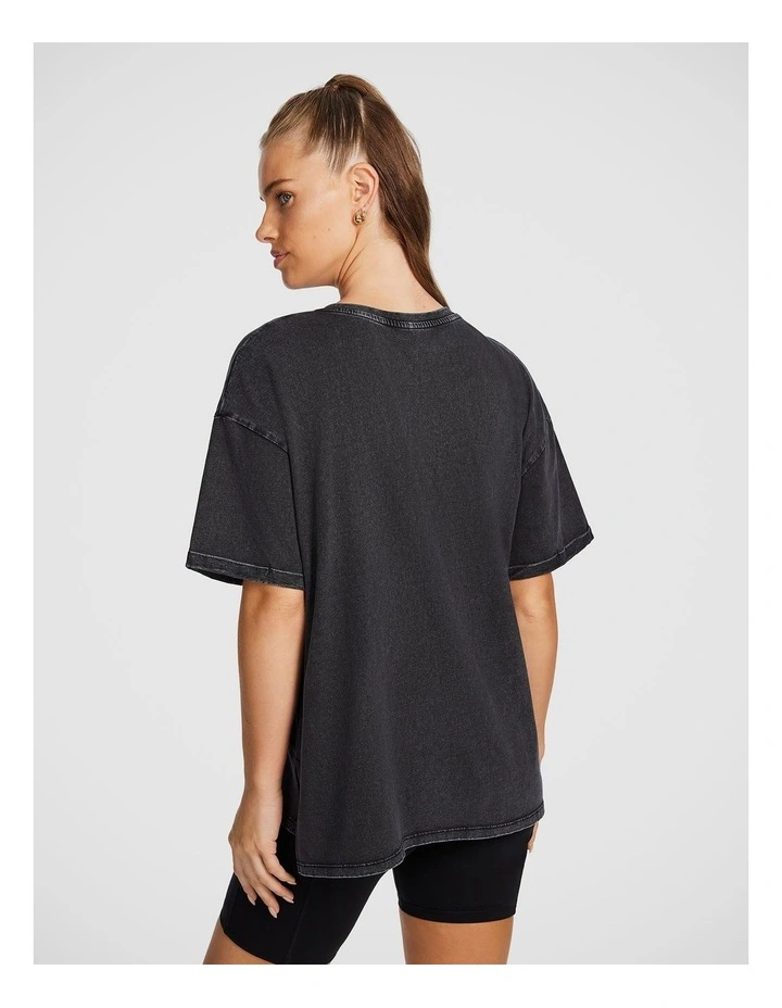 Split Hem Logo Boyfriend Tee in Black image 2