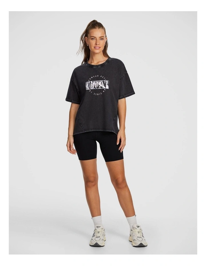Split Hem Logo Boyfriend Tee in Black image 6