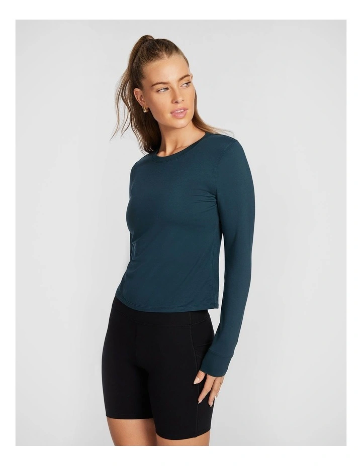 Activate Brushed Long Sleeve Top in Green image 3