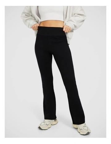 Plush Fleece Sweat Flare Pant in Black