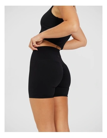 No Front Seam Scrunch Bum Mid Thigh Tight in Black