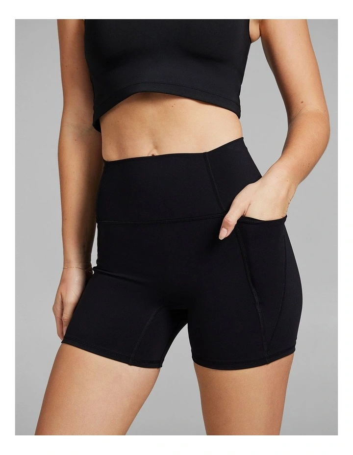 No Front Seam Mid Thigh Bike Shorts in Black image 1