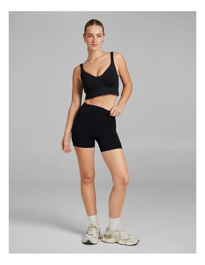 No Front Seam Mid Thigh Bike Shorts in Black image 5