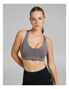 Energise Medium Impact Zip Sports Bra in Grey