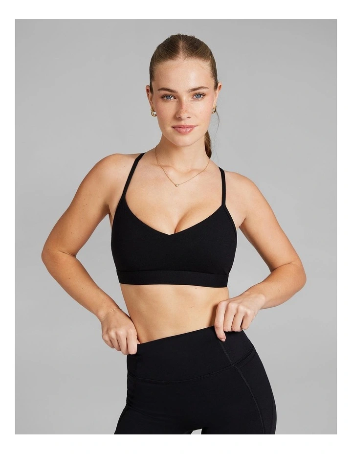 Low Impact Cross Back Sports Bra in Black image 1