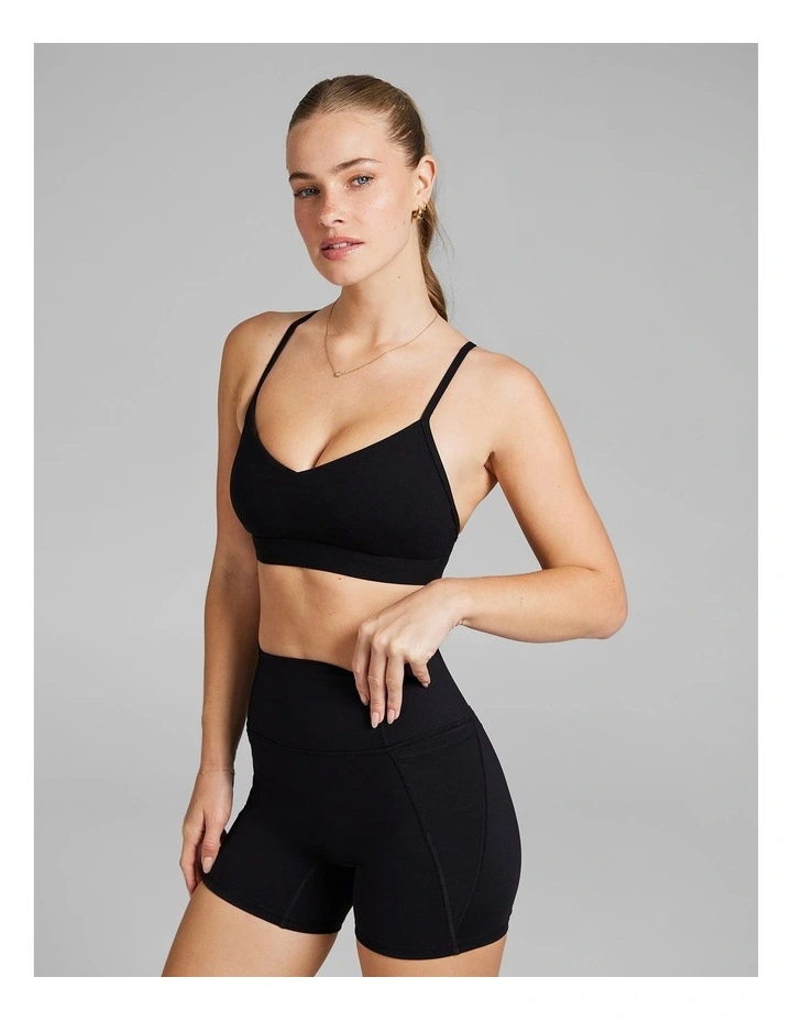 Low Impact Cross Back Sports Bra in Black image 3