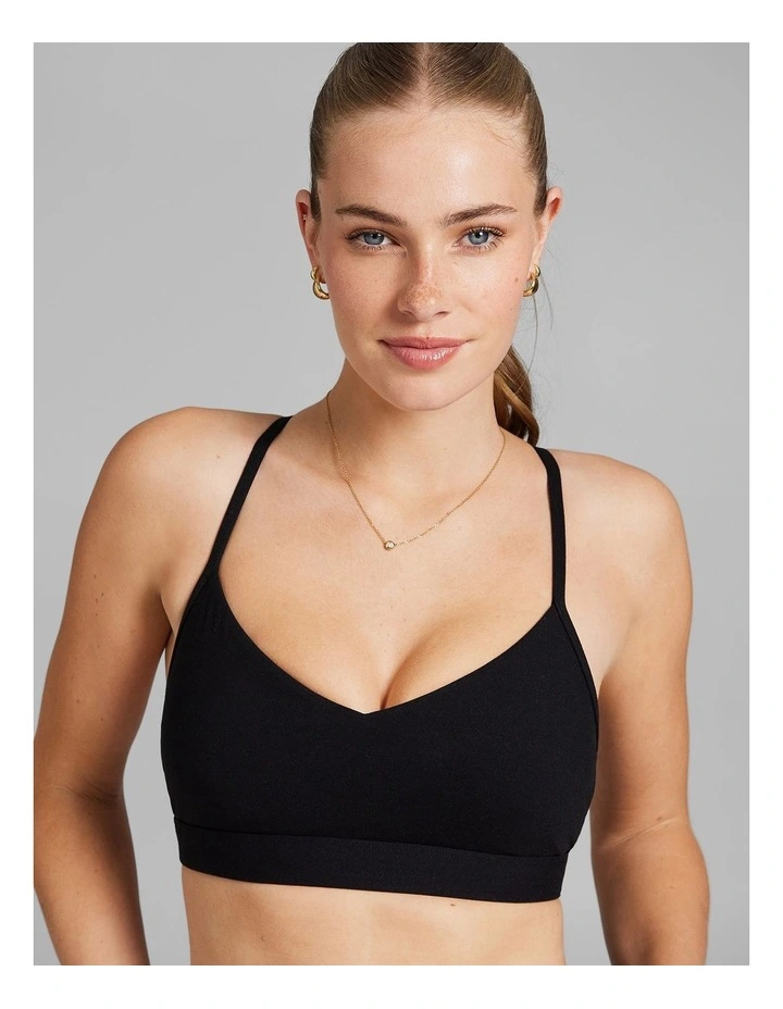Low Impact Cross Back Sports Bra in Black image 4