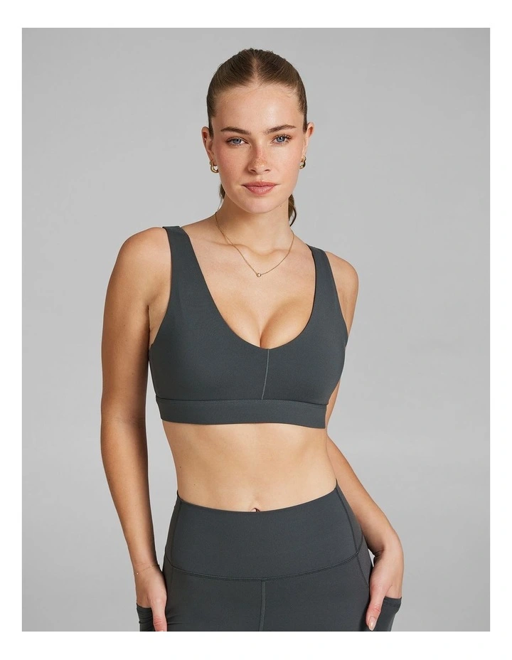 Veda Medium Impact Sports Bra in Dark Khaki image 1