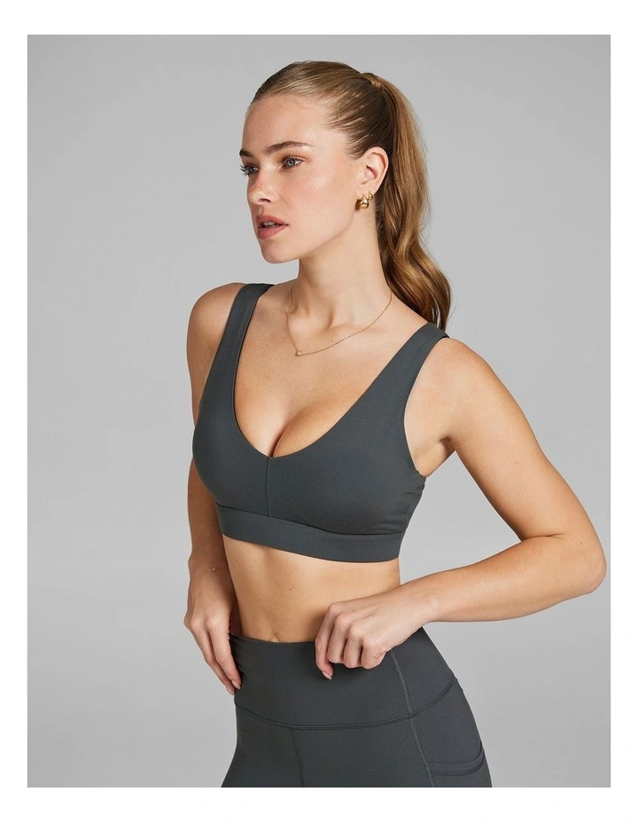 Veda Medium Impact Sports Bra in Dark Khaki image 3