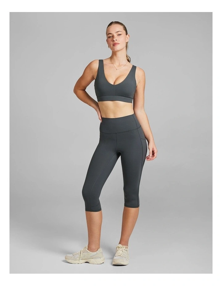 Veda Medium Impact Sports Bra in Dark Khaki image 5