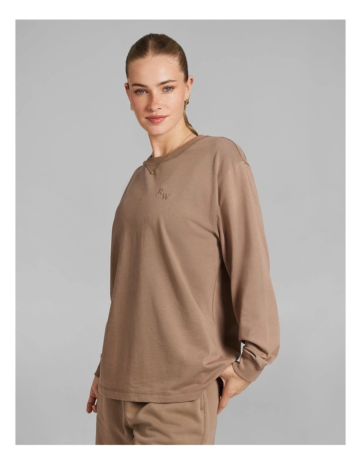 Heavyweight Oversize Long Sleeve Tee in Caramel image 3