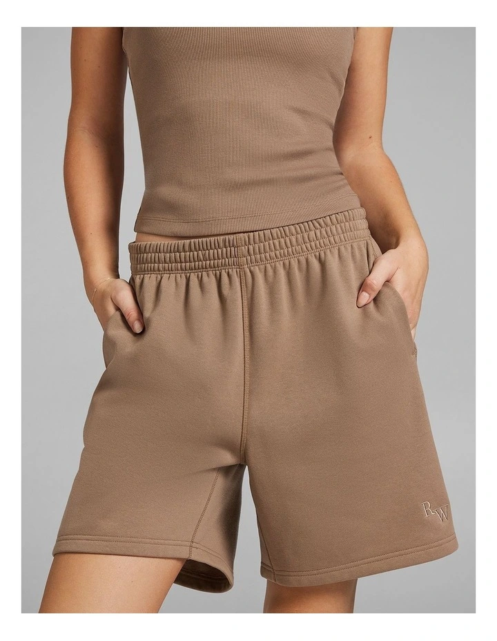 Cosy Fleece Long Shorts in Caramel image 1