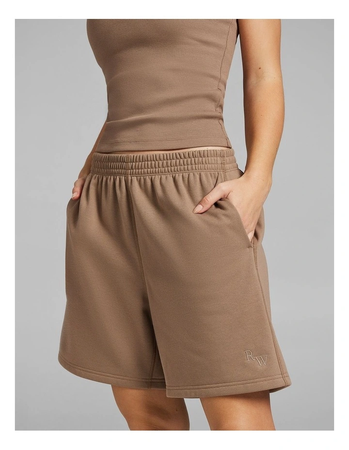 Cosy Fleece Long Shorts in Caramel image 3
