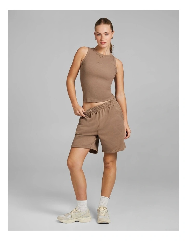 Cosy Fleece Long Shorts in Caramel image 5