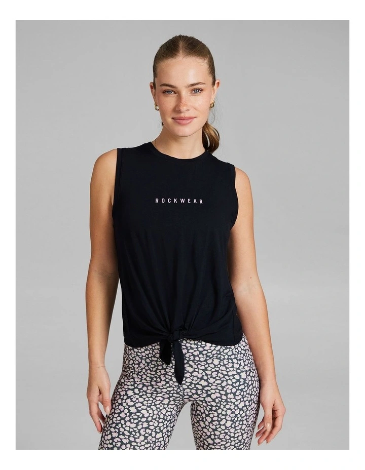 Tie Front Tank in Black image 1