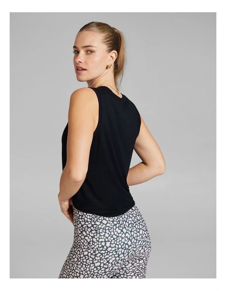 Tie Front Tank in Black image 2