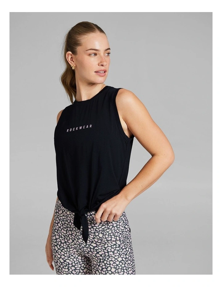 Tie Front Tank in Black image 3