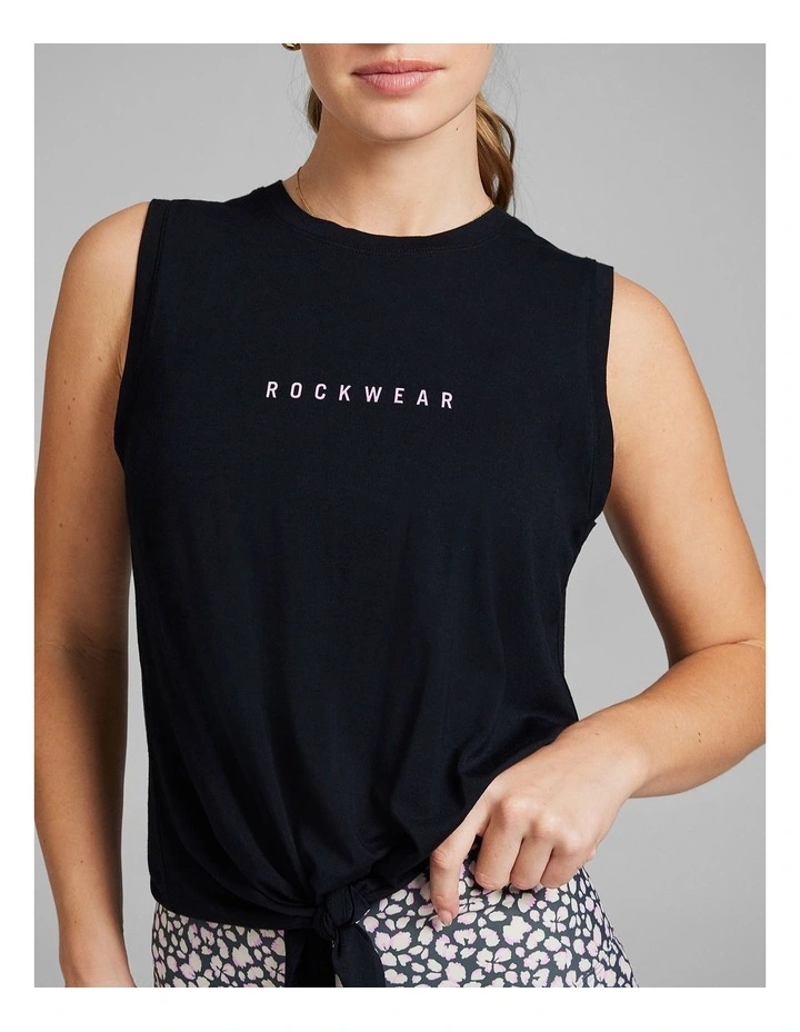 Tie Front Tank in Black image 4