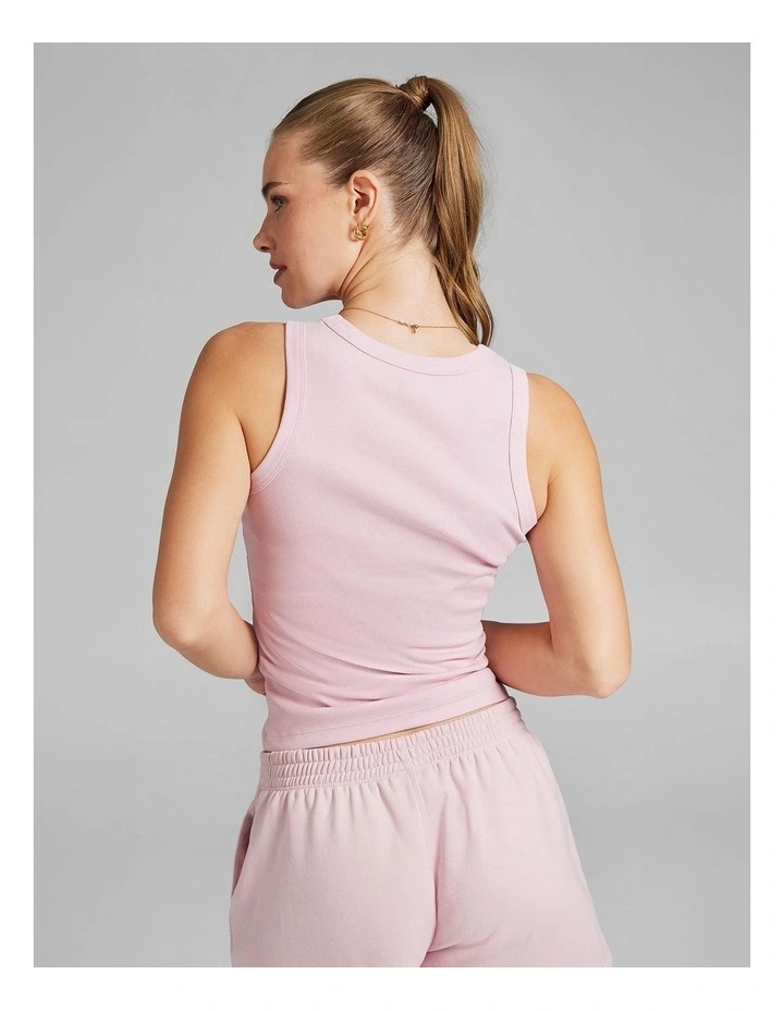 Rib Tank in Ballet Pink image 2