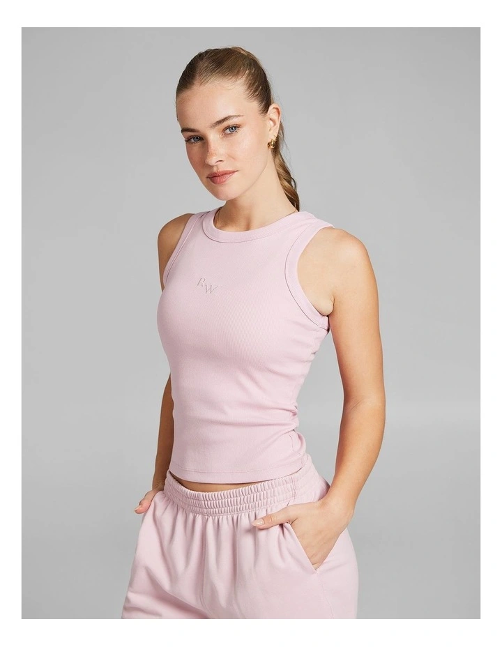 Rib Tank in Ballet Pink image 3