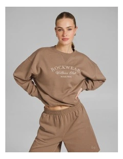 Cosy Fleece Crew Sweater in Caramel