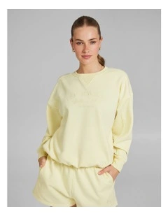 Cosy Fleece Crew Sweater in Sunflower