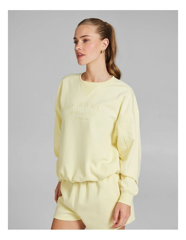 Cosy Fleece Crew Sweater in Sunflower image 3