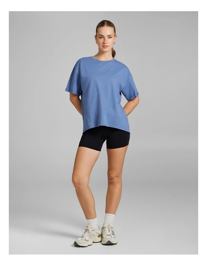 Split Hem Logo Boyfriend Tee in Steel Blue image 5