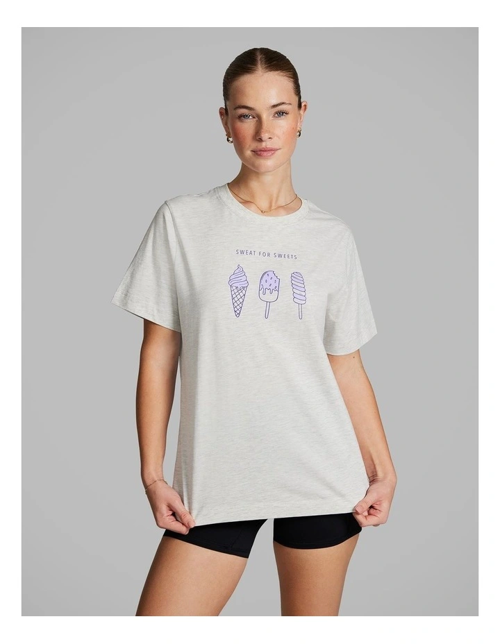 Graphic Tee in Light Grey Marle image 1