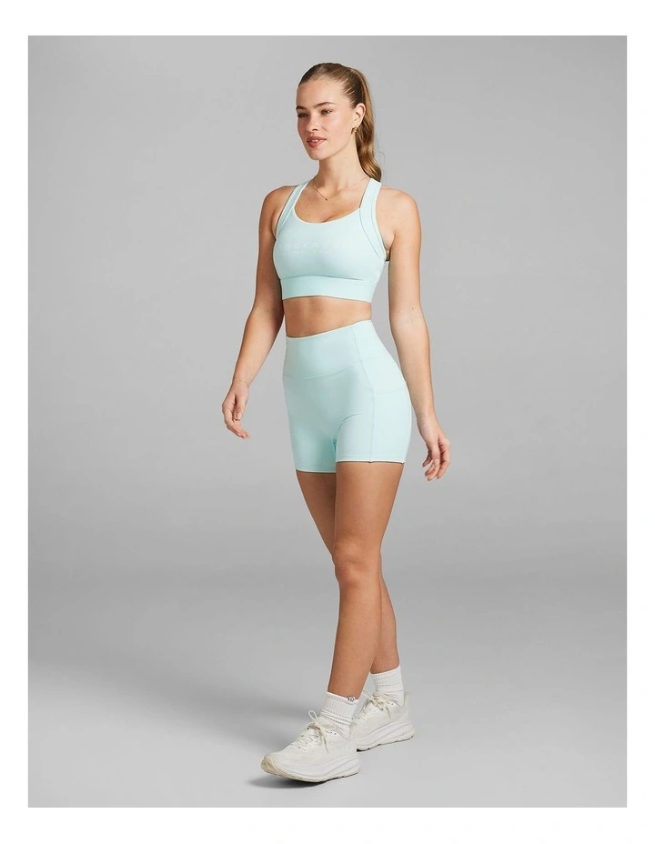 No Front Seam Pocket Mid Thigh Bike Shorts in Green image 5