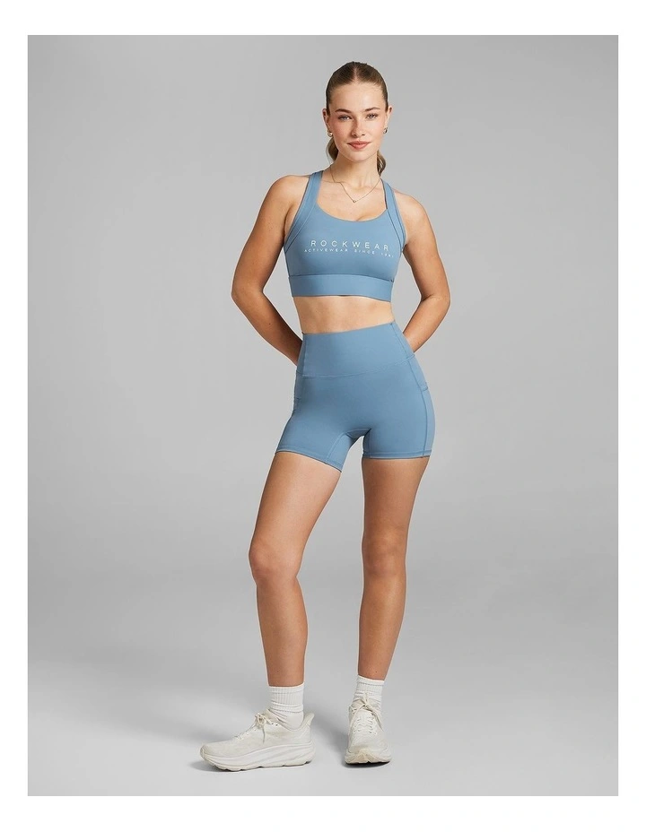 No Front Seam Pocket Mid Thigh Bike Shorts in Blue image 5