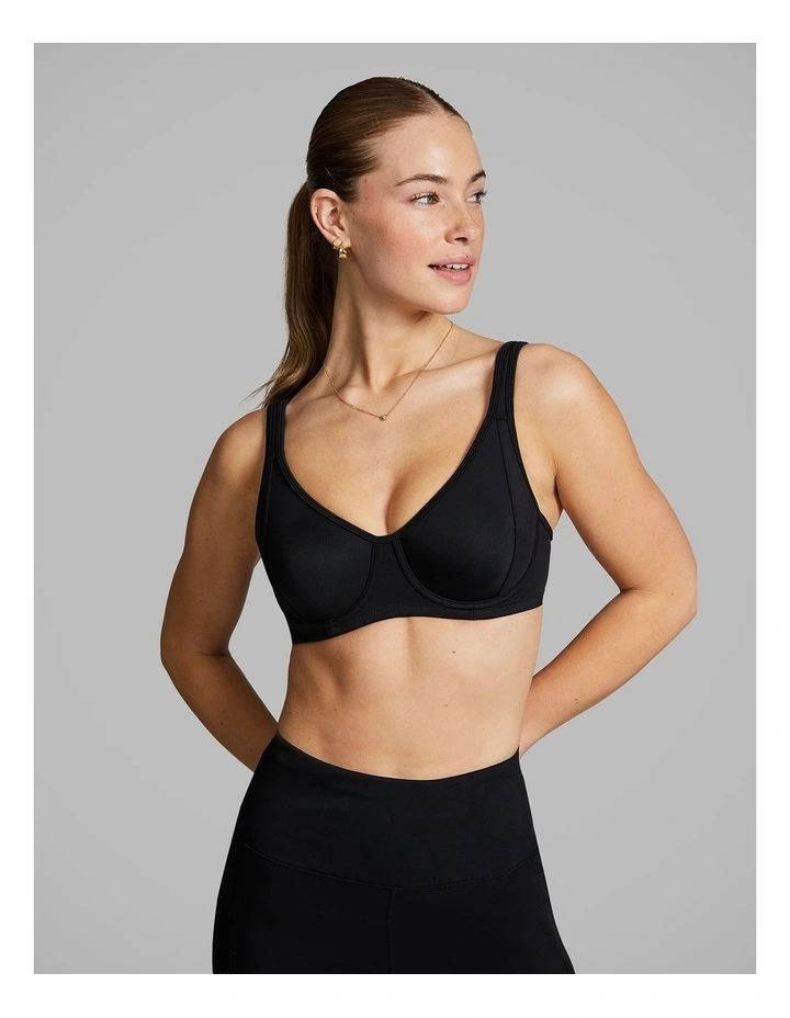High Impact Underwire Sports Bra in Black image 3