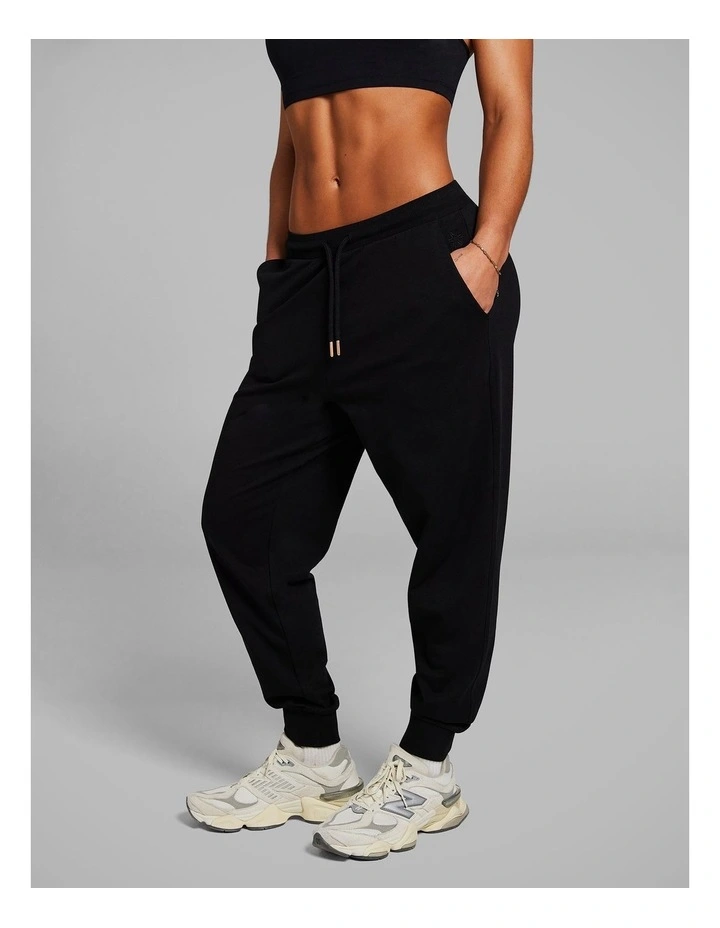 Soft Jersey Joggers in Black image 3