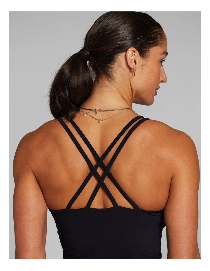 Strappy Support Singlet in Black image 5