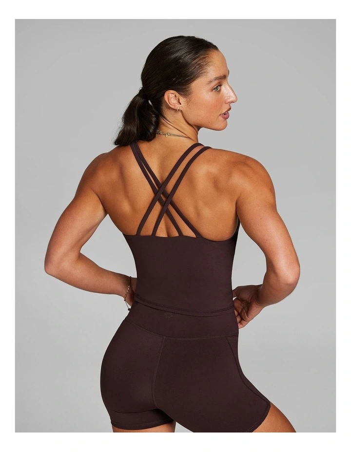 Strappy Support Singlet in Chestnut image 2