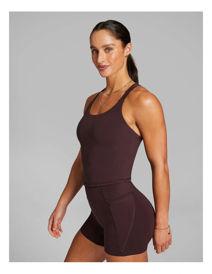 Strappy Support Singlet in Chestnut image 3