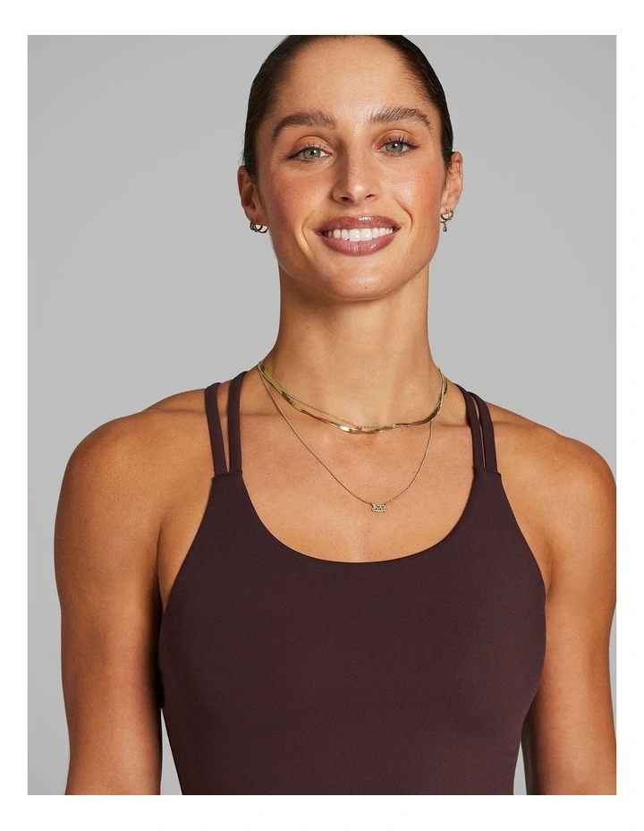 Strappy Support Singlet in Chestnut image 4
