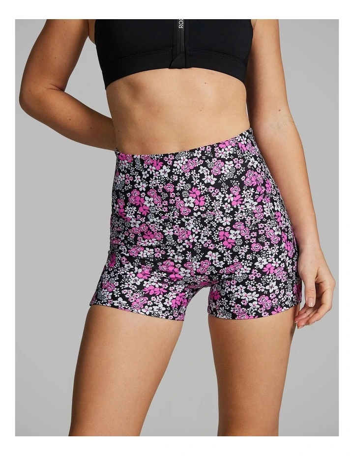 Printed Pocket Longline Booty Shorts in Pink Glow Floral image 1