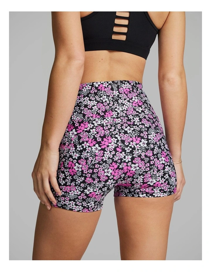 Printed Pocket Longline Booty Shorts in Pink Glow Floral image 2