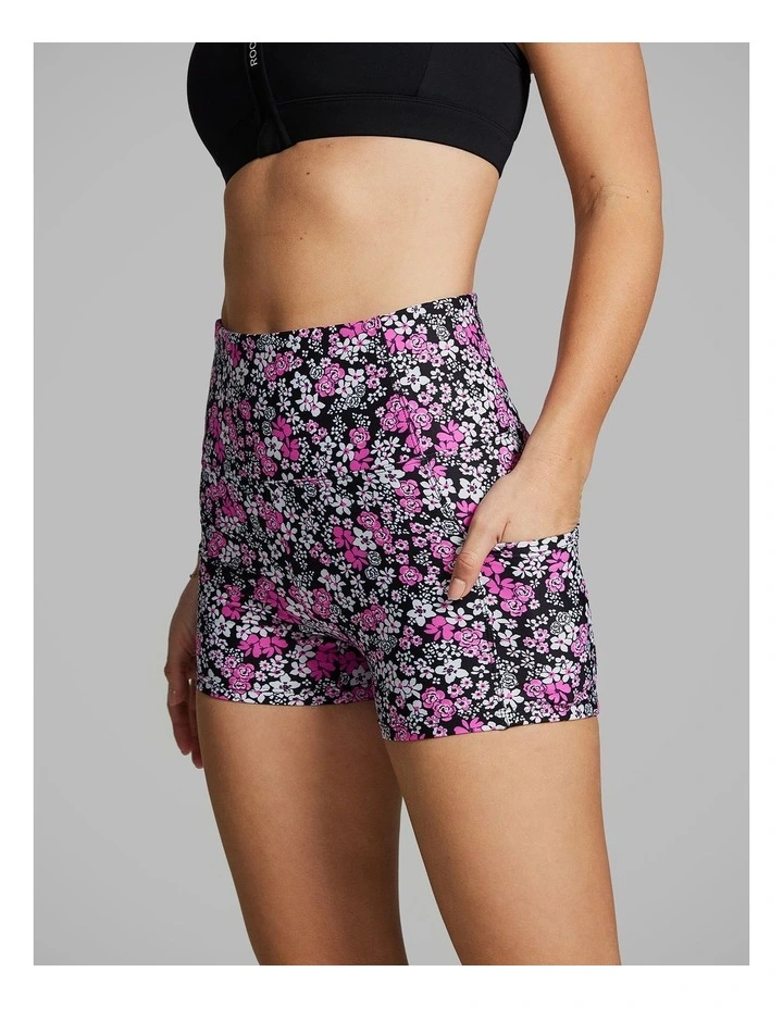 Printed Pocket Longline Booty Shorts in Pink Glow Floral image 3