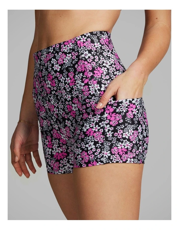 Printed Pocket Longline Booty Shorts in Pink Glow Floral image 4