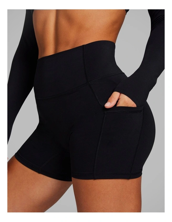 No Front Seam Booty Shorts in Black image 4