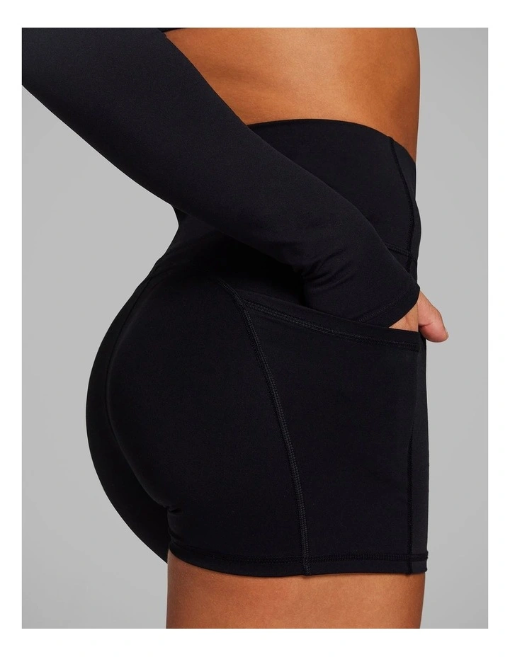 No Front Seam Booty Shorts in Black image 5
